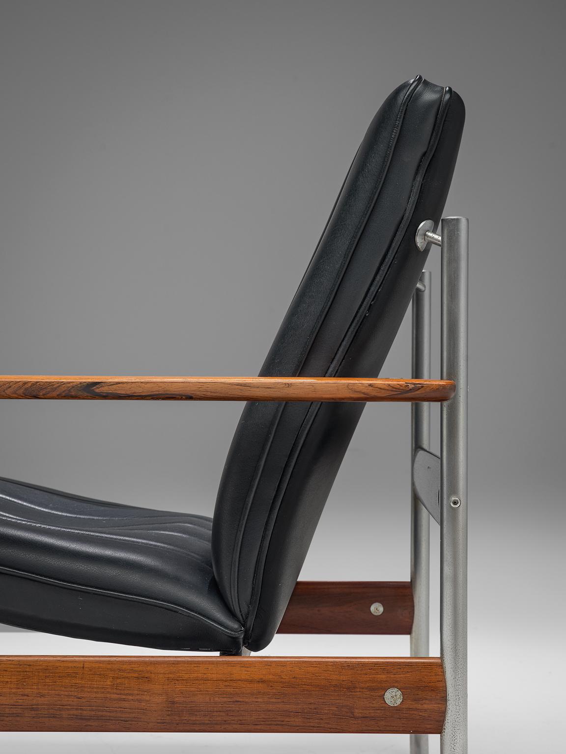 Mid-20th Century Norwegian Lounge Chairs by Sven Ivar Dysthe in Original Black Leather