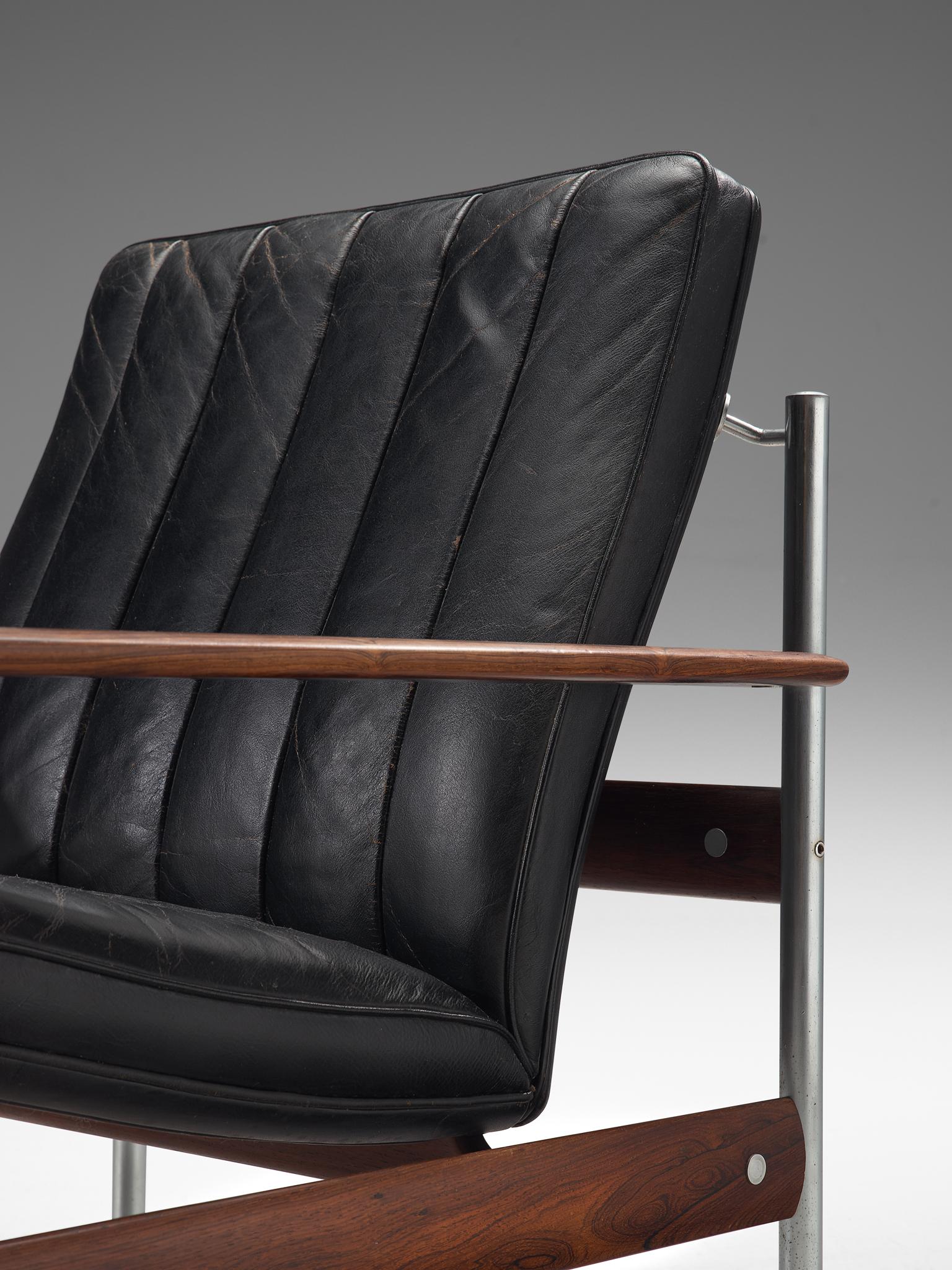 Norwegian Lounge Chairs by Sven Ivar Dysthe in Original Black Leather 2