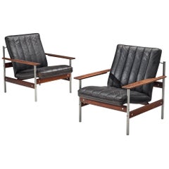 Norwegian Lounge Chairs by Sven Ivar Dysthe in Original Black Leather