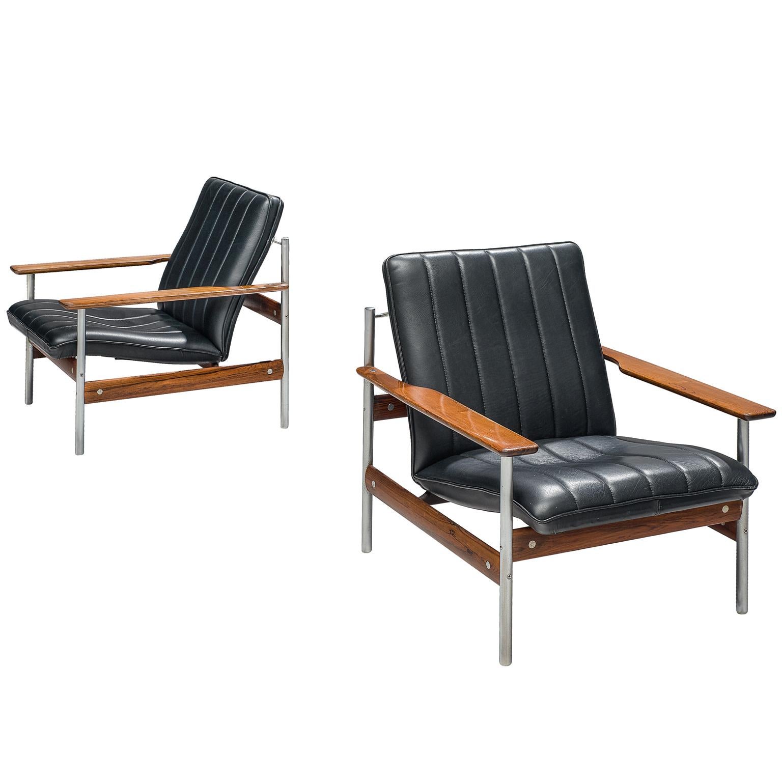 Norwegian Lounge Chairs by Sven Ivar Dysthe in Original Black Leather For Sale at 1stDibs