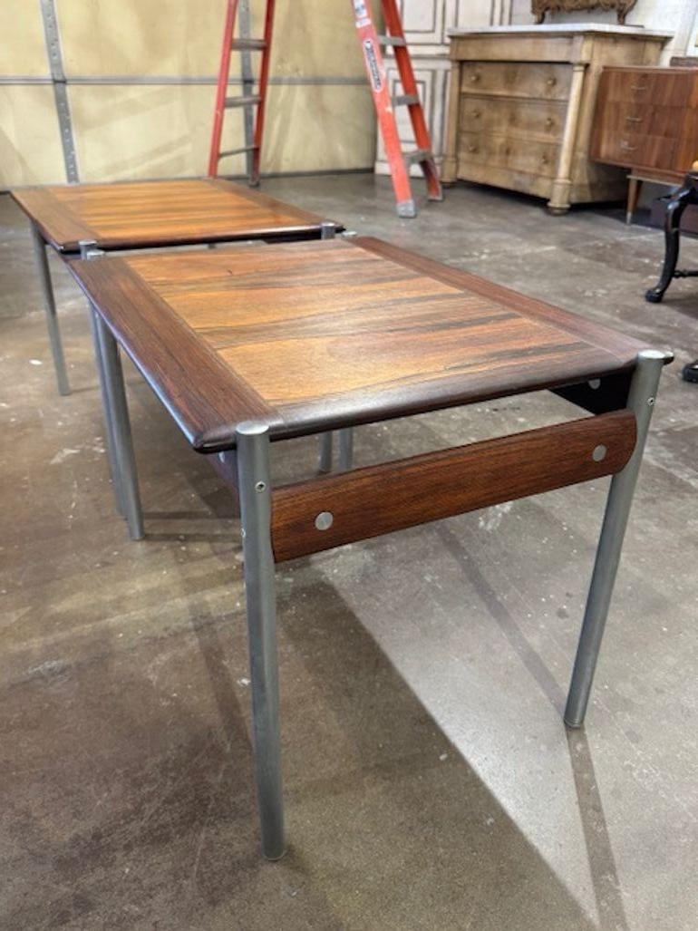 Norwegian MCM Rosewood Side Tables In Good Condition For Sale In Dallas, TX