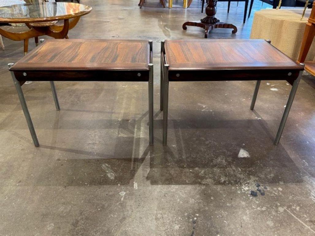 Steel Norwegian MCM Rosewood Side Tables For Sale