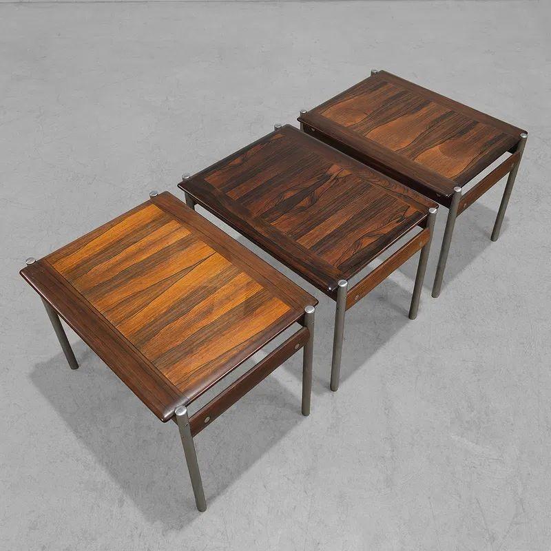 Norwegian MCM Rosewood Side Tables For Sale 1