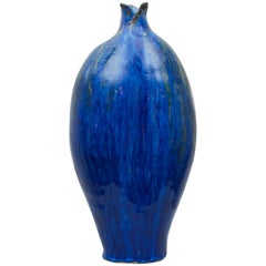 Norwegian Mid-Century Modern LH Myrdham Sculpture Art Vase Ceramic Blue Glaze
