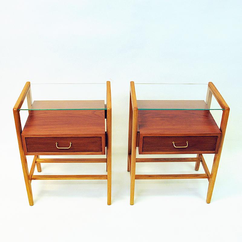 Norwegian Midcentury Teak and Beech Pair of Night/Side Tables 1950s In Good Condition In Stockholm, SE