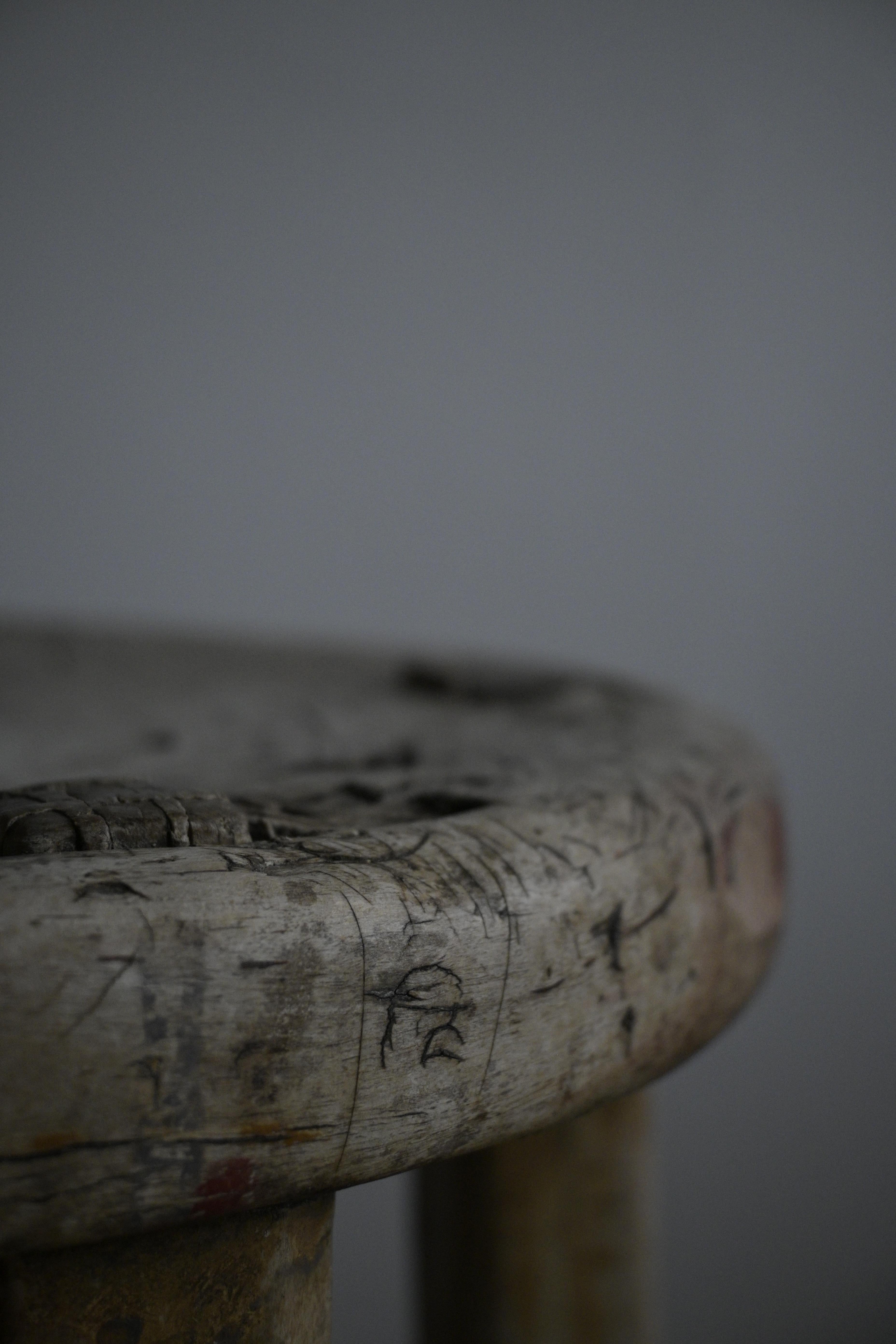 Hand-Carved Norwegian Milking Stool early 18th-century