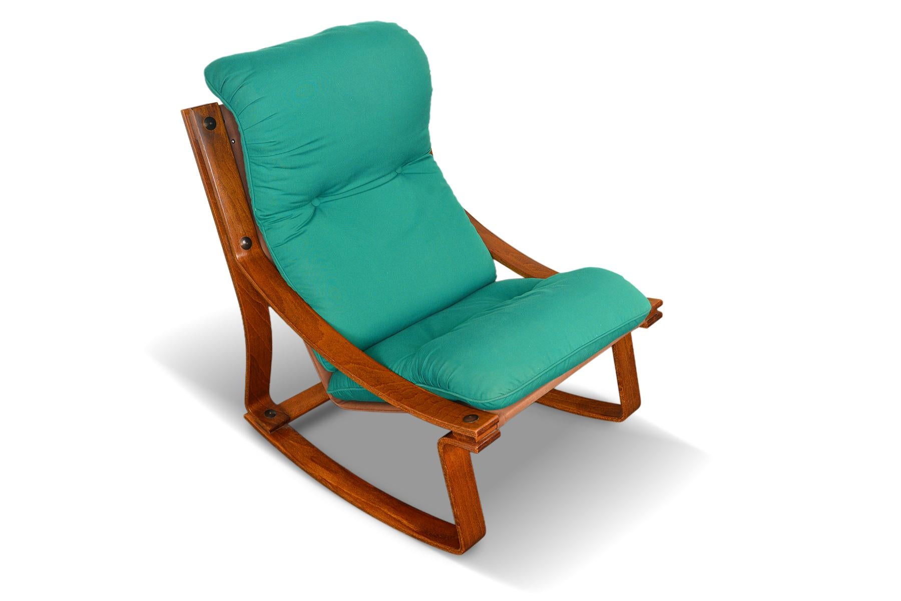Beech Norwegian Modern Bentwood Rocking Chair For Sale