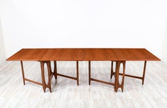 Norwegian Modern Drop-Leaf Teak Dining Tables Set by Bendt Winge