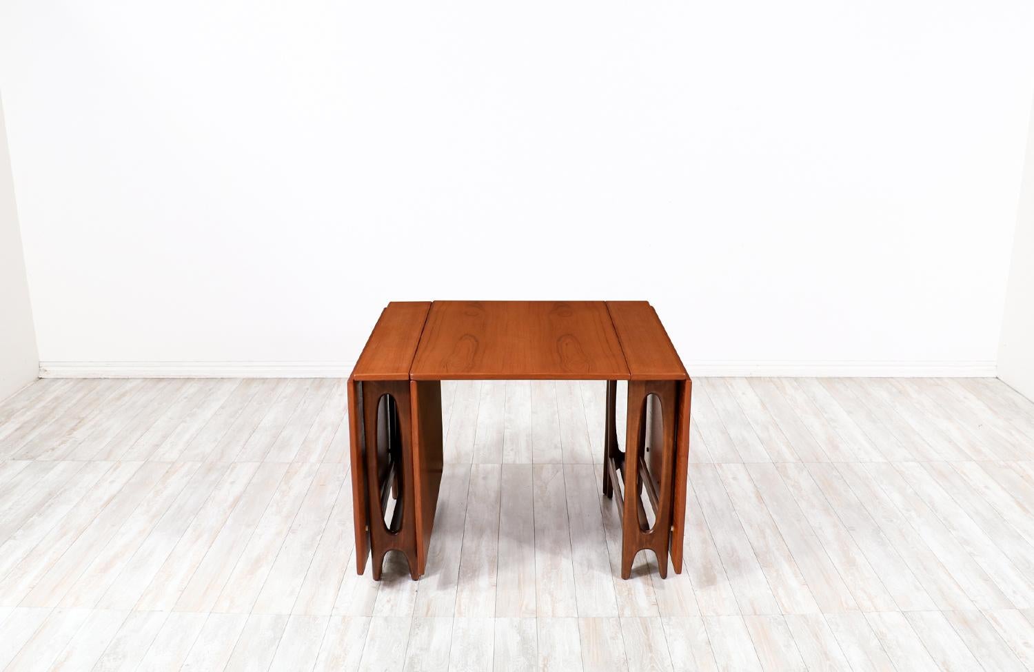 Hand-Crafted Norwegian Modern Drop-Leaf Teak Dining Tables Set by Bendt Winge