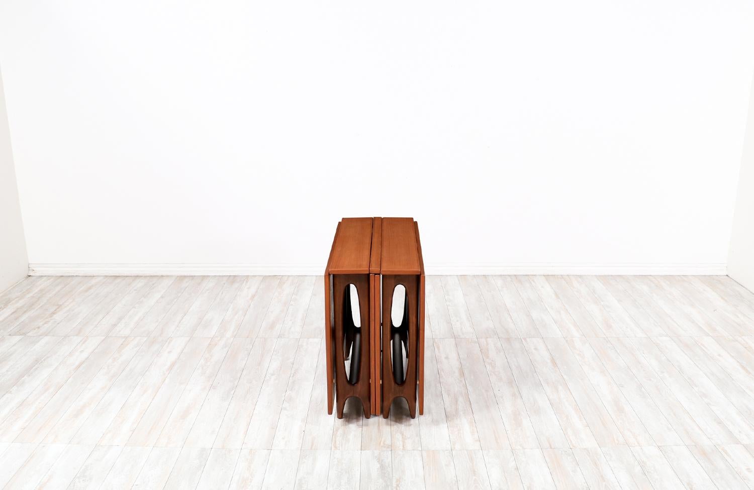 Norwegian Modern Drop-Leaf Teak Dining Tables Set by Bendt Winge In Excellent Condition In Los Angeles, CA