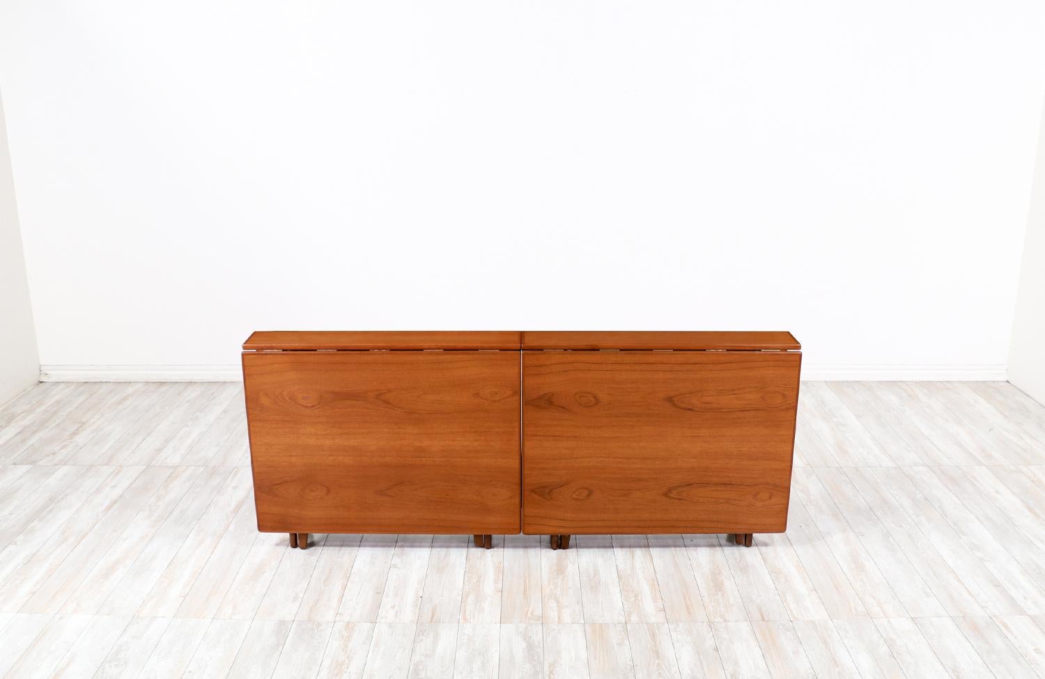 Wood Norwegian Modern Drop-Leaf Teak Dining Tables Set by Bendt Winge