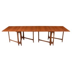 Norwegian Modern Drop-Leaf Teak Dining Tables Set by Bendt Winge