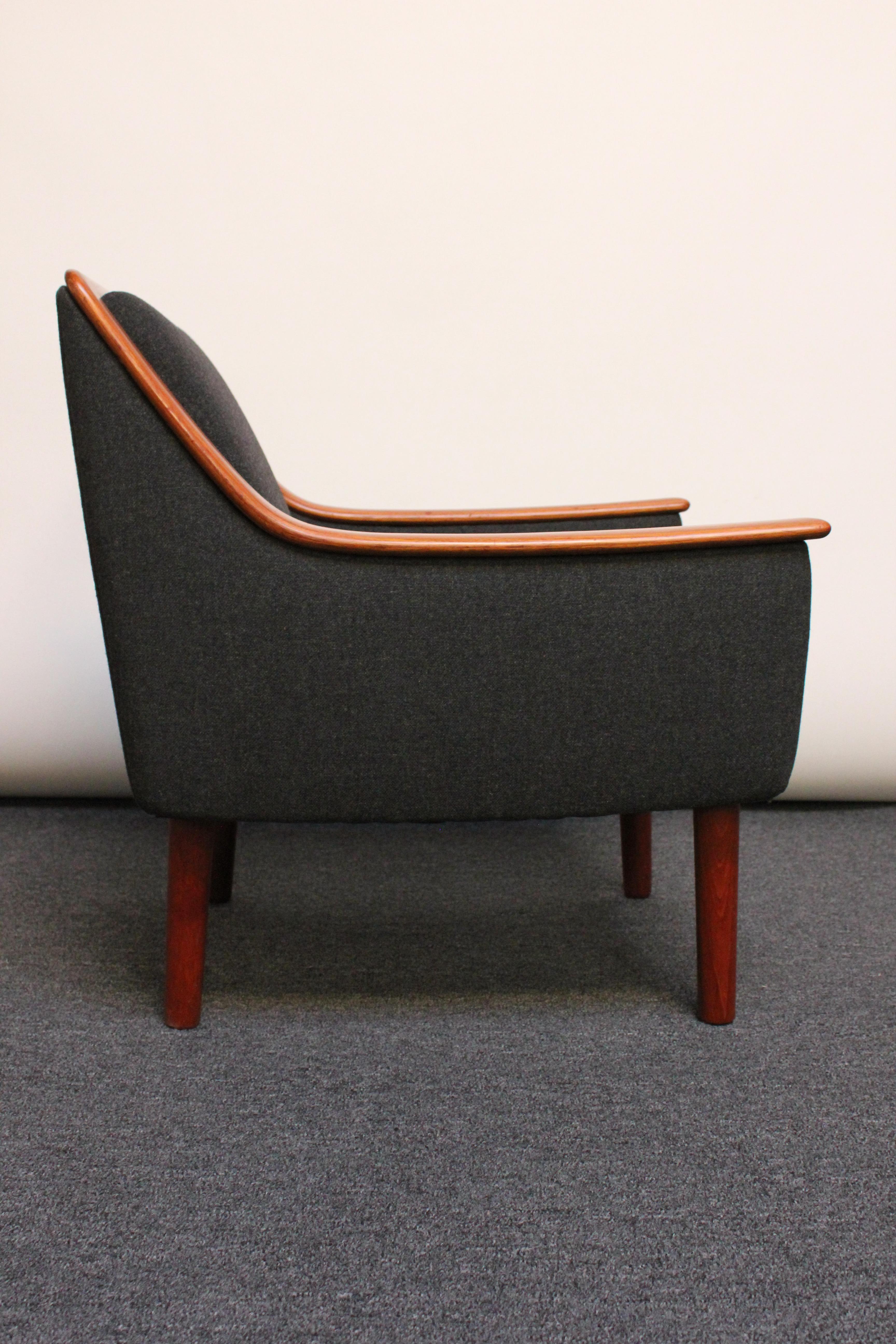 Norwegian Modern Exposed Teak Lounge Chair with Original Upholstery 5
