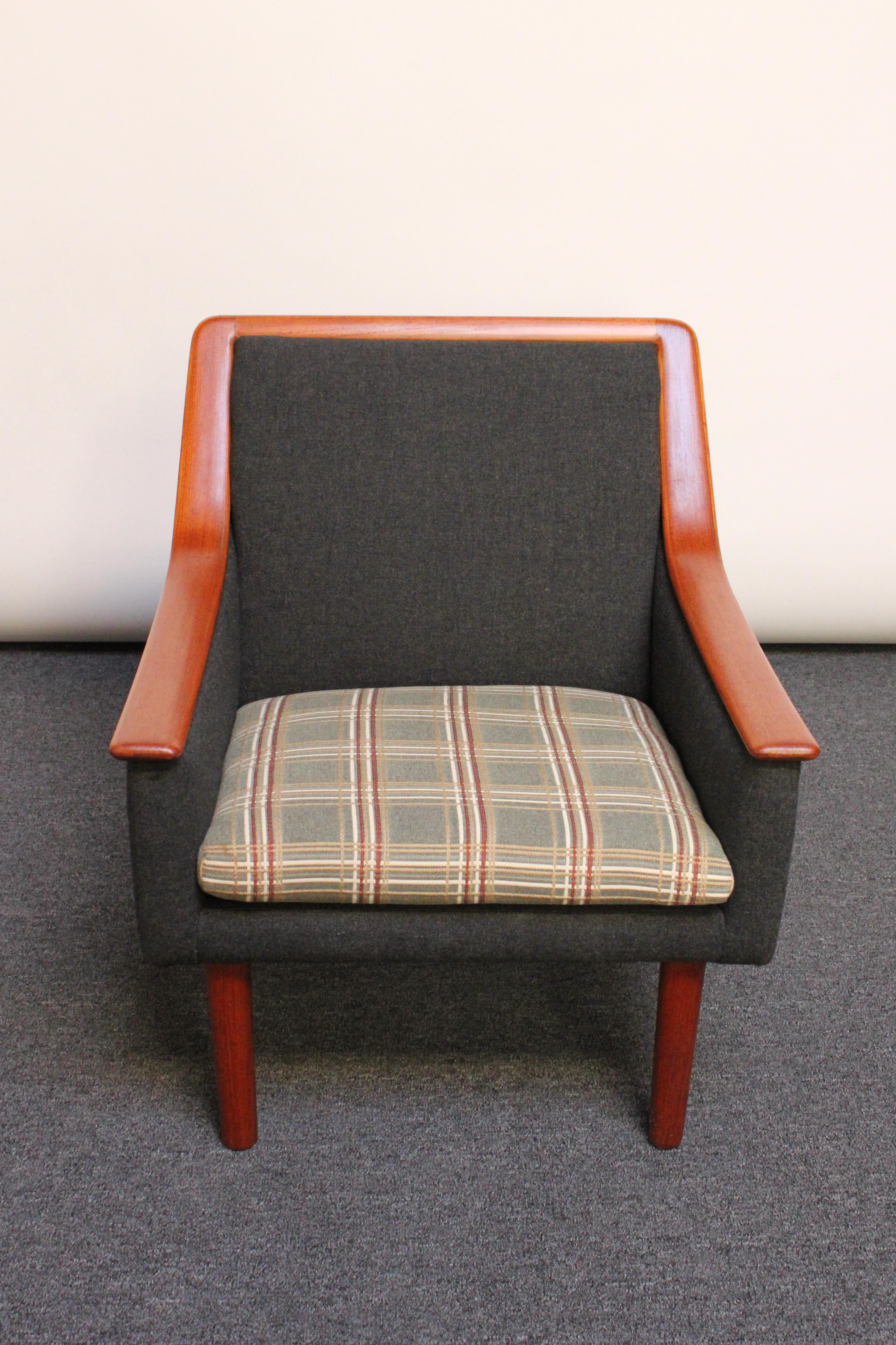 Mid-Century Modern Norwegian Modern Exposed Teak Lounge Chair with Original Upholstery