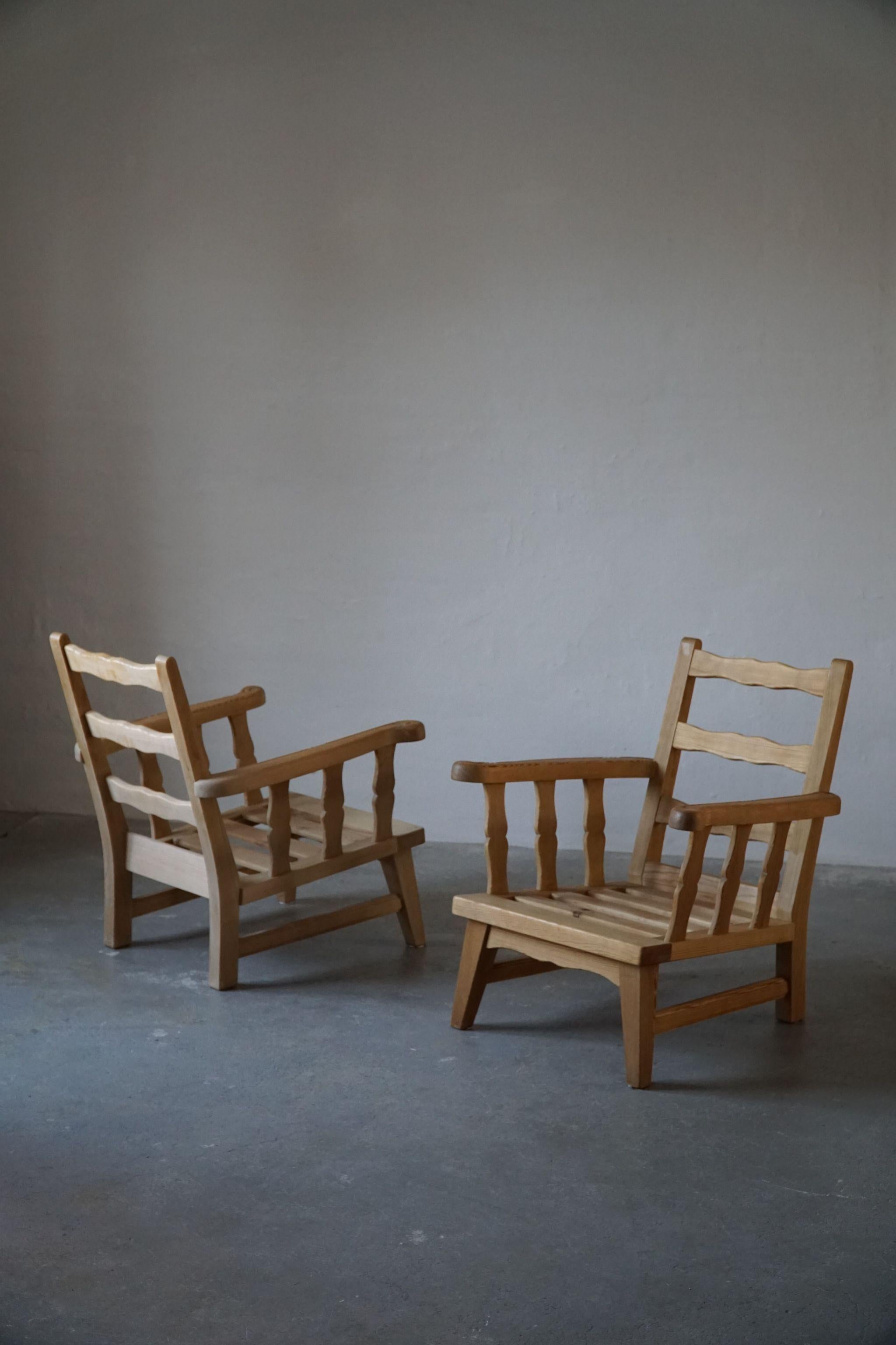 20th Century Norwegian Modern Solid Pine Lounge Chairs by Krogenæs Möbler, 1960s