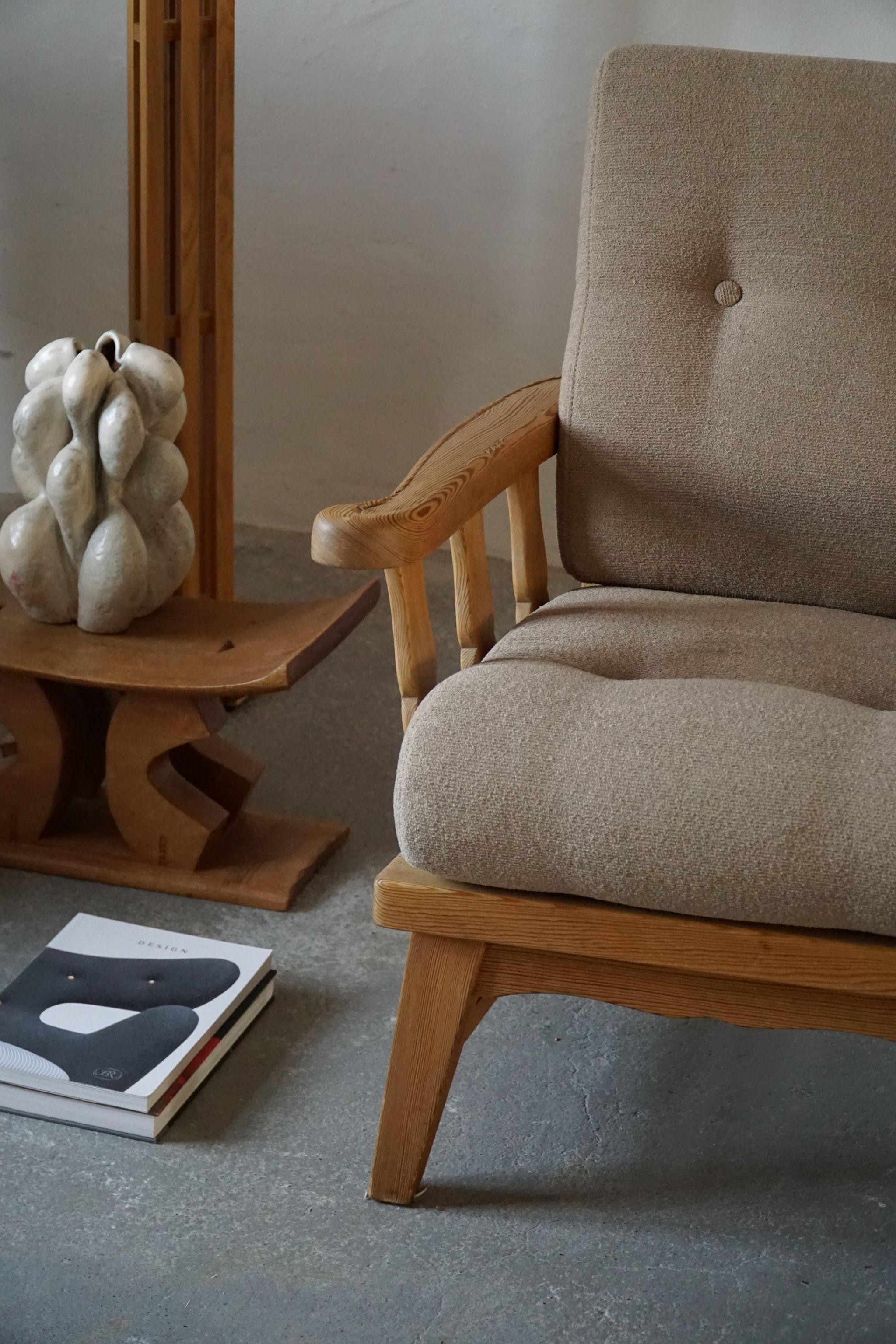 Wool Norwegian Modern Solid Pine Lounge Chairs by Krogenæs Möbler, 1960s