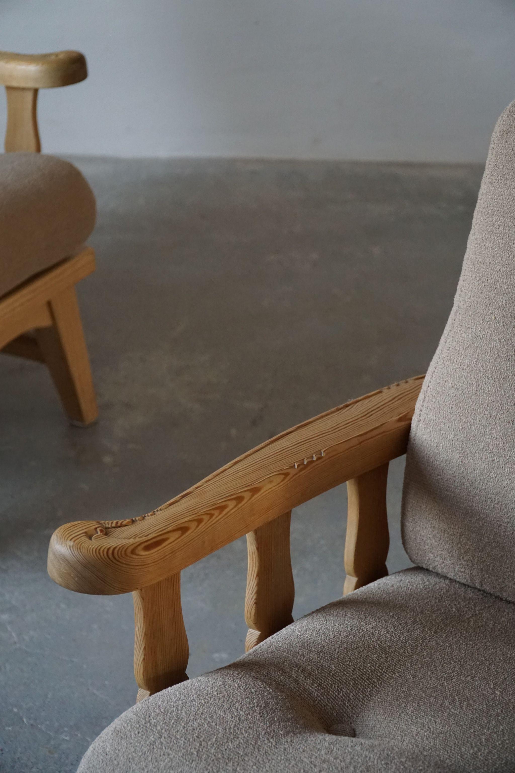 Norwegian Modern Solid Pine Lounge Chairs by Krogenæs Möbler, 1960s 4
