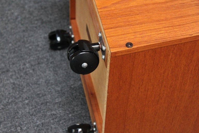 Norwegian Modern Teak Magazine Rack on Casters by Rolf Hesland for ...