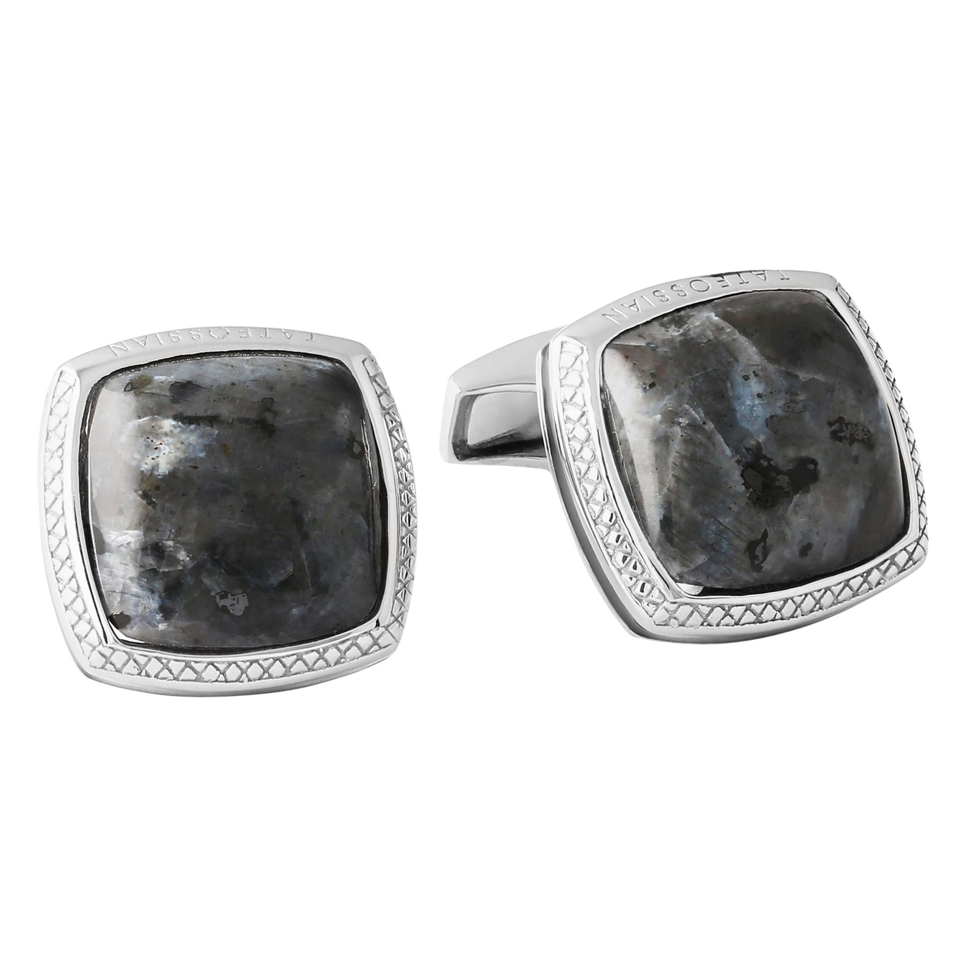 Norwegian Moonstone Silver Cufflinks, Limited Edition For Sale