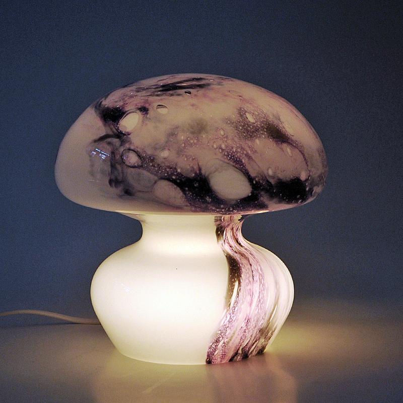 Scandinavian Modern Norwegian Mushroom glass table lamp by Randsfjord Glassverk 1970s