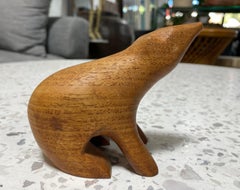 Norwegian Norway Mid-Century Teak Bear Sculpture In Manner of Arne Tjomsland