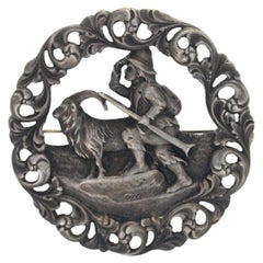 Norwegisch-Norwegen Nils og Blåmann Brosche - Silber 830 Hirte Antike Norwegen Brosche