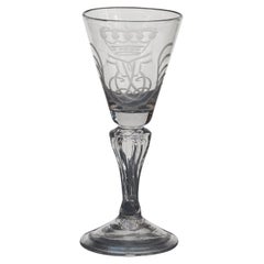 Norwegian 'Nøstetangen' Glass Engraved with Crowned Monogram for Frederik V