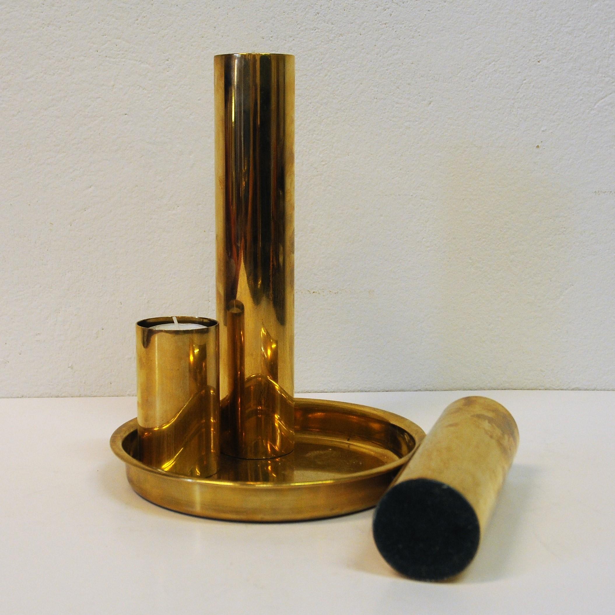 Scandinavian Modern Norwegian Odel Brass Candlesticks 1960s, Set of Three