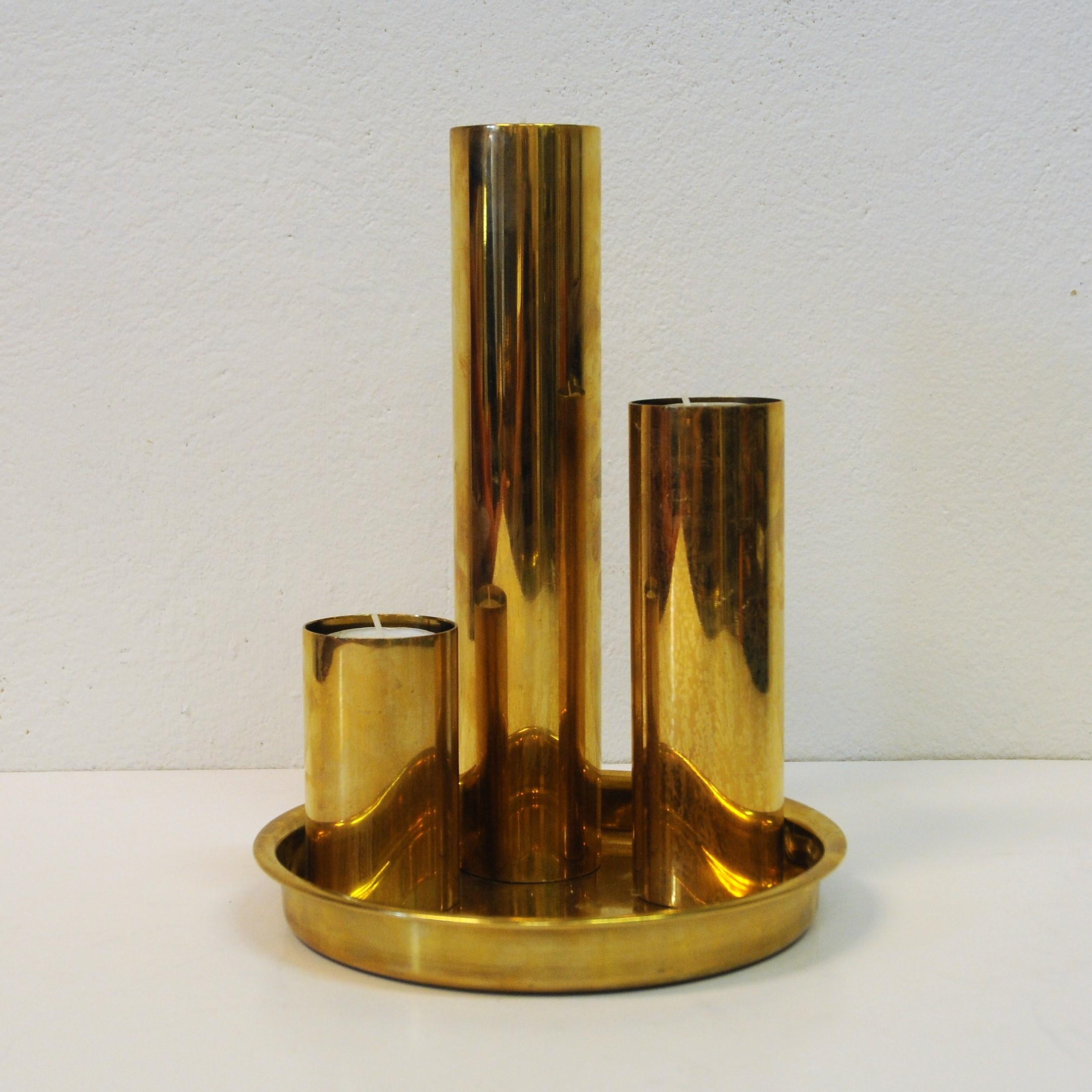 Mid-20th Century Norwegian Odel Brass Candlesticks 1960s, Set of Three