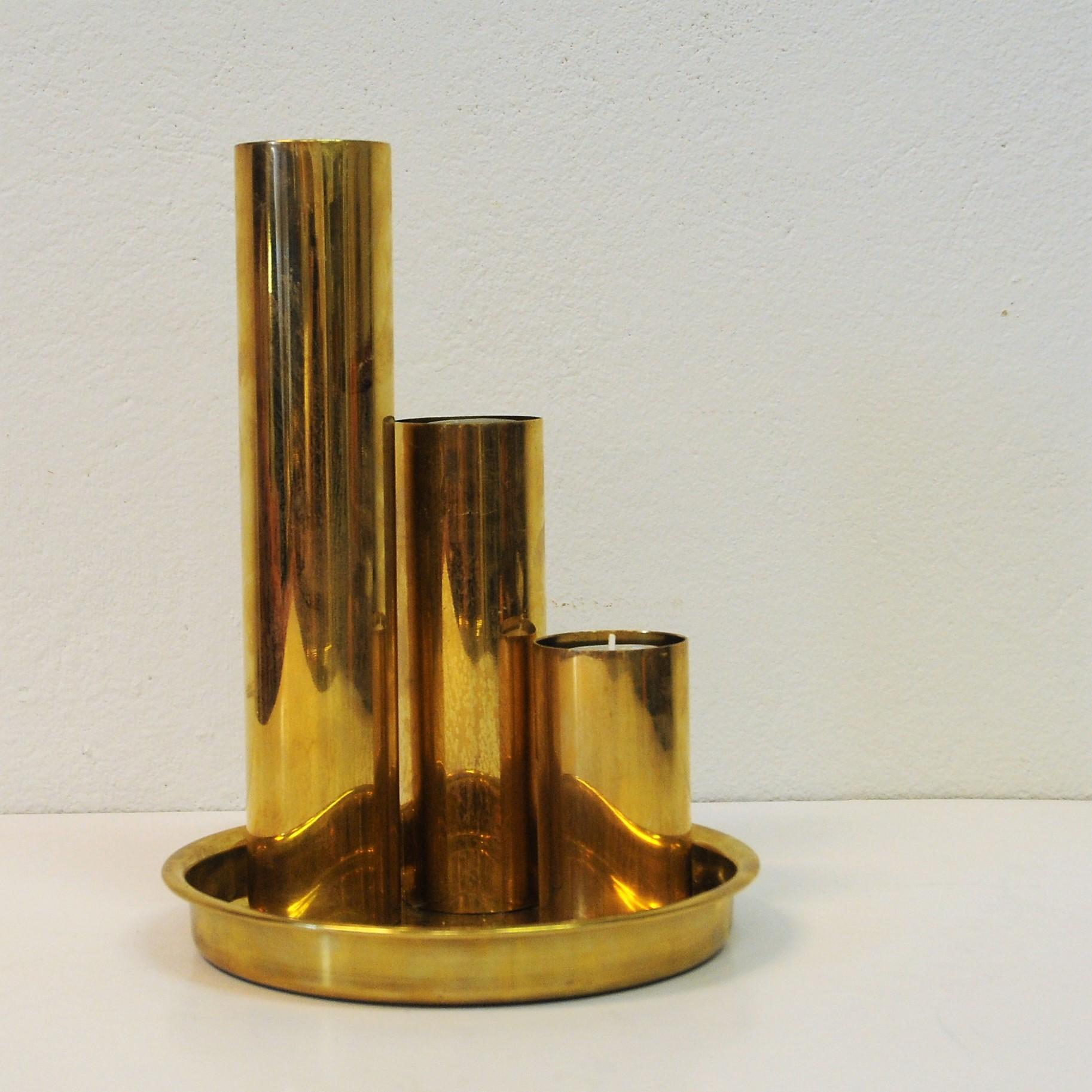 Norwegian Odel Brass Candlesticks 1960s, Set of Three 1