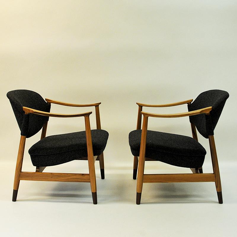 Woven Norwegian Pair of Elm Tree Vintage Armchairs by Olav A. Hessen, 1950s