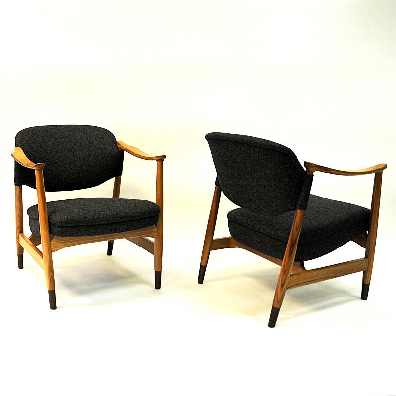 Norwegian Pair of Elm Tree Vintage Armchairs by Olav A. Hessen, 1950s In Good Condition In Stockholm, SE