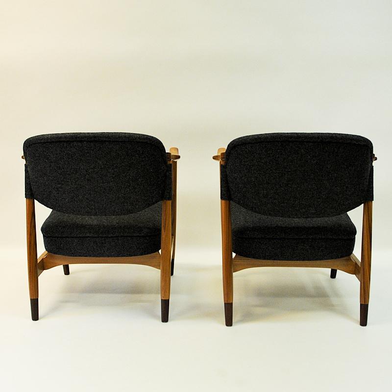 Wool Norwegian Pair of Elm Tree Vintage Armchairs by Olav A. Hessen, 1950s