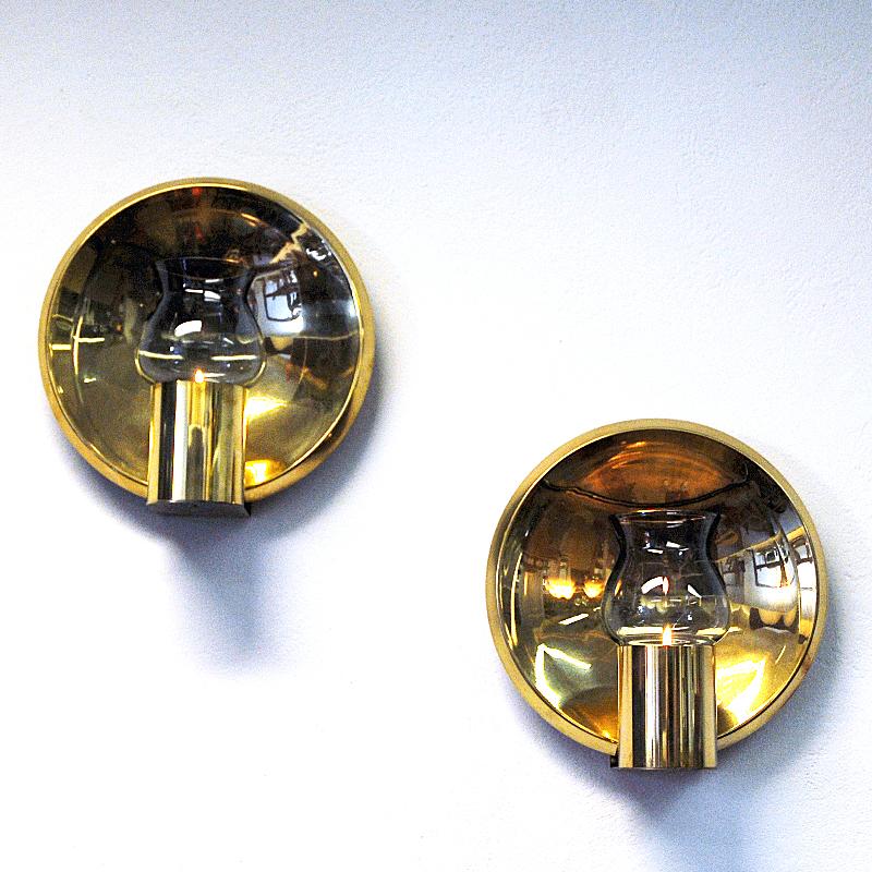 Norwegian Pair of Vintage Brass Wall Candleholders by Colseth 1960s In Good Condition In Stockholm, SE