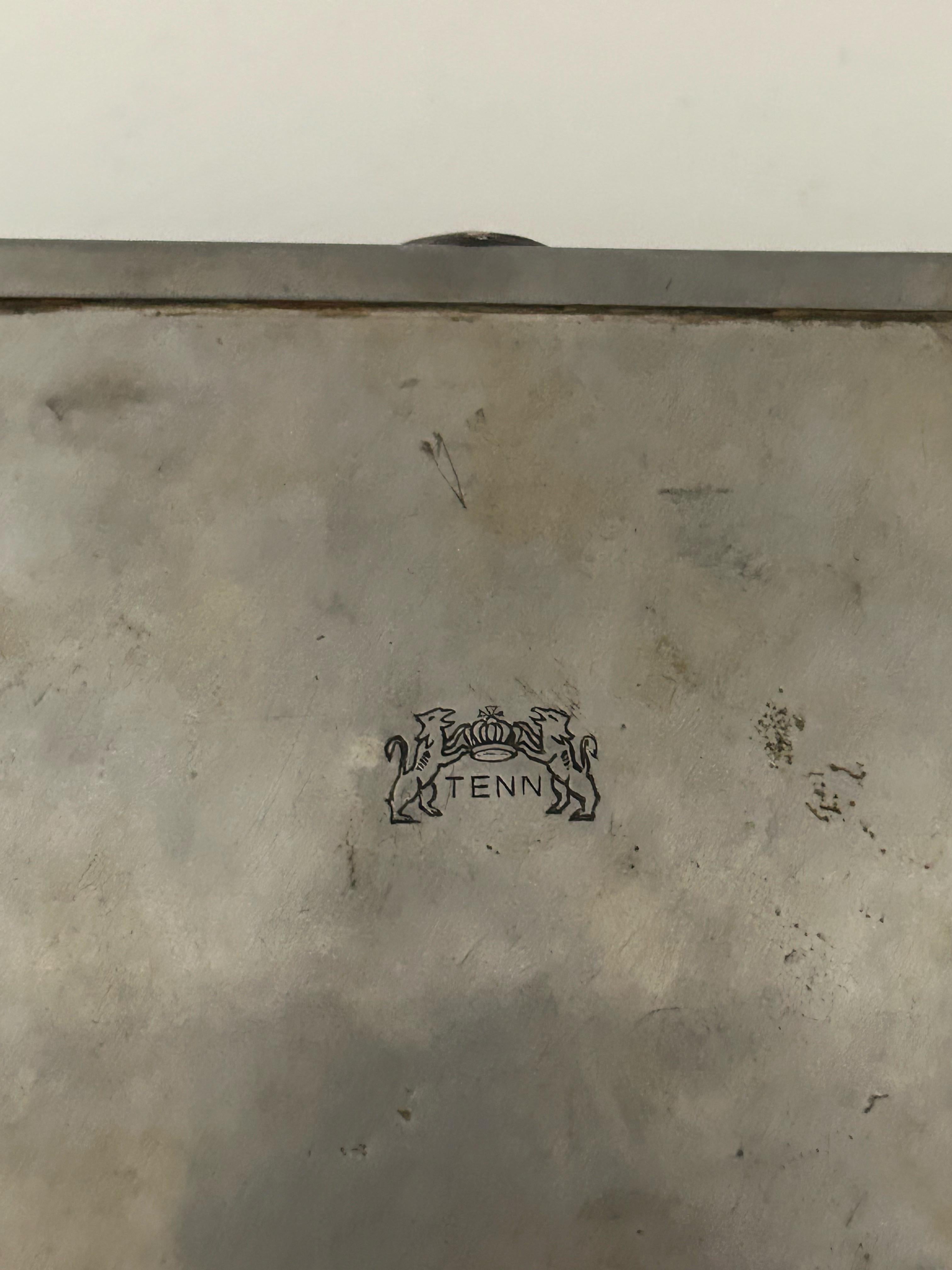Norwegische Zinndose mit Silber- und Bernsteindetails, Mahagoni-Innenausstattung CIRCA 1900 im Angebot 2