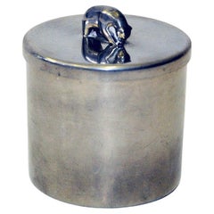 Norwegian Pewter lid box with bear knob by PA Lie, Oslo 1950s