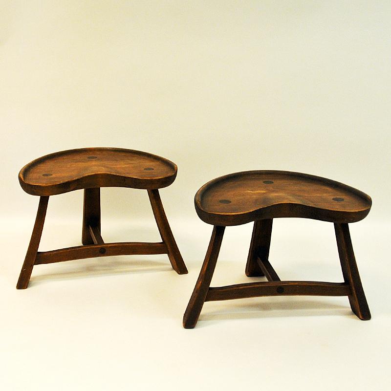 Norwegian Pine Stool Pair from Krogenæs Møbler, 1970s In Good Condition In Stockholm, SE