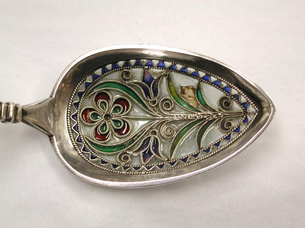 Arts and Crafts Norwegian Plique-a-Jour and Silver Decorative Spoon, circa 1900