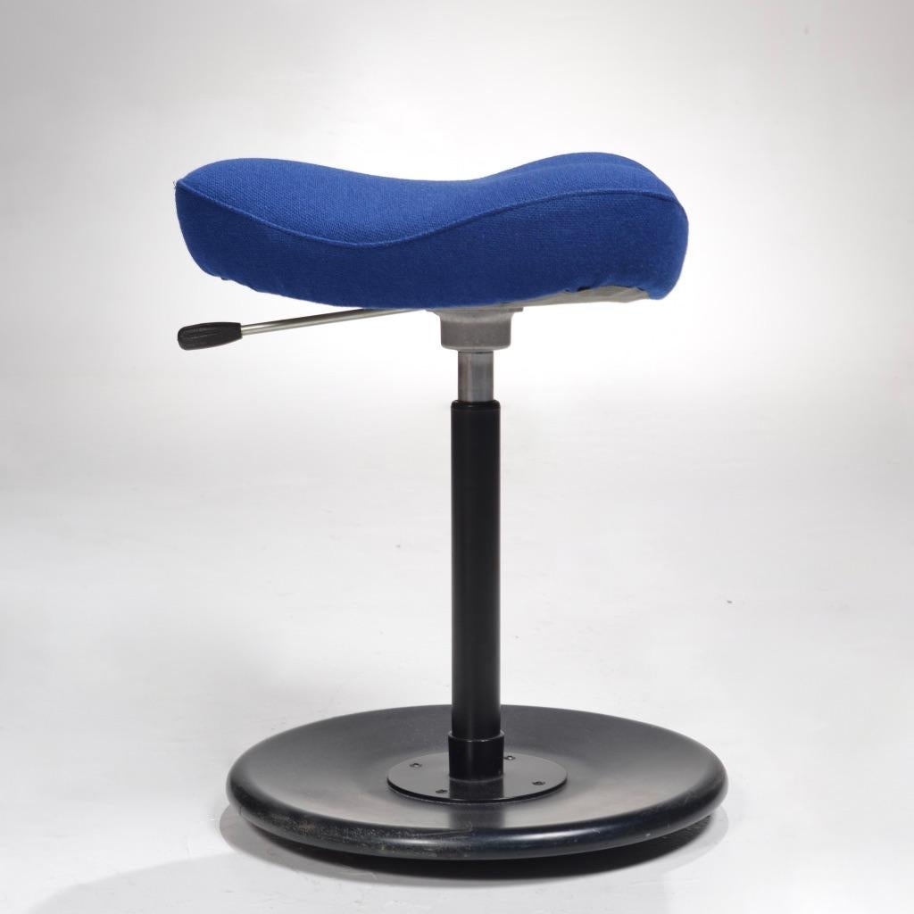 Norwegian Post Modern Saddle Seat Work Stool in Cobalt Blue For Sale 6