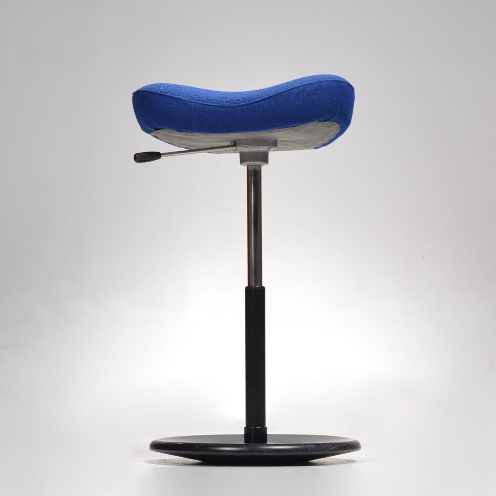Post-Modern Norwegian Post Modern Saddle Seat Work Stool in Cobalt Blue For Sale