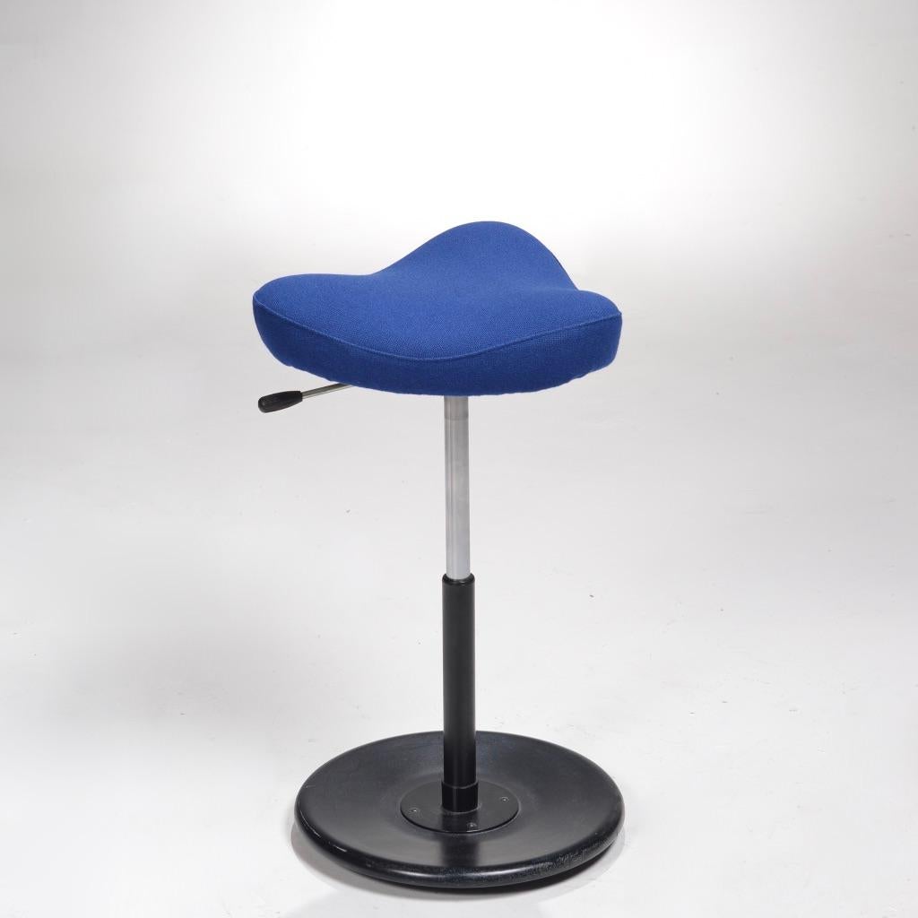 Norwegian Post Modern Saddle Seat Work Stool in Cobalt Blue For Sale 2