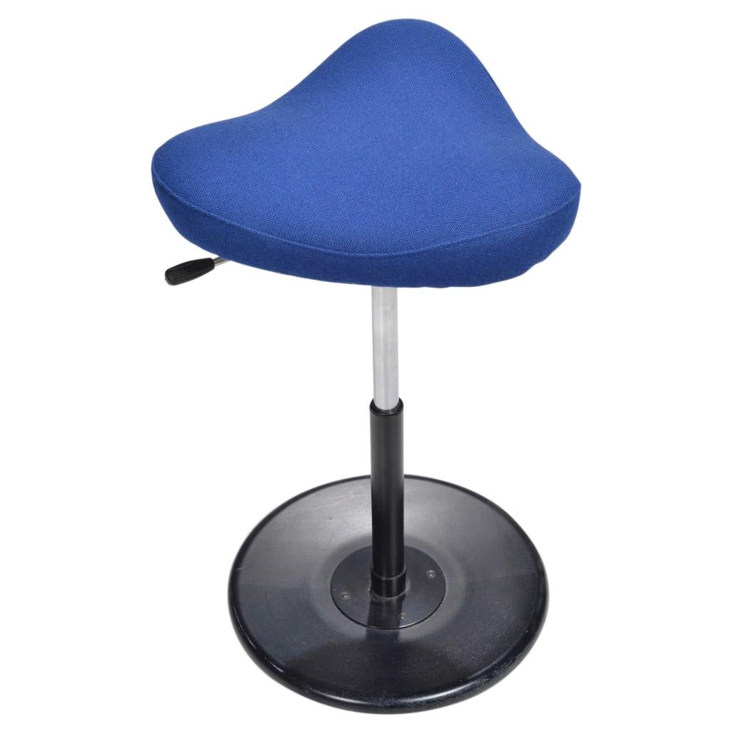 Norwegian Post Modern Saddle Seat Work Stool in Cobalt Blue For Sale