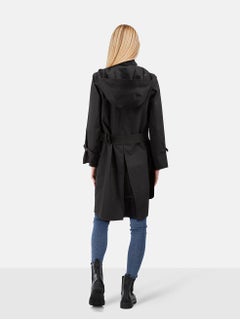 Norwegian Rain Black Hooded Belted Coat Size XS