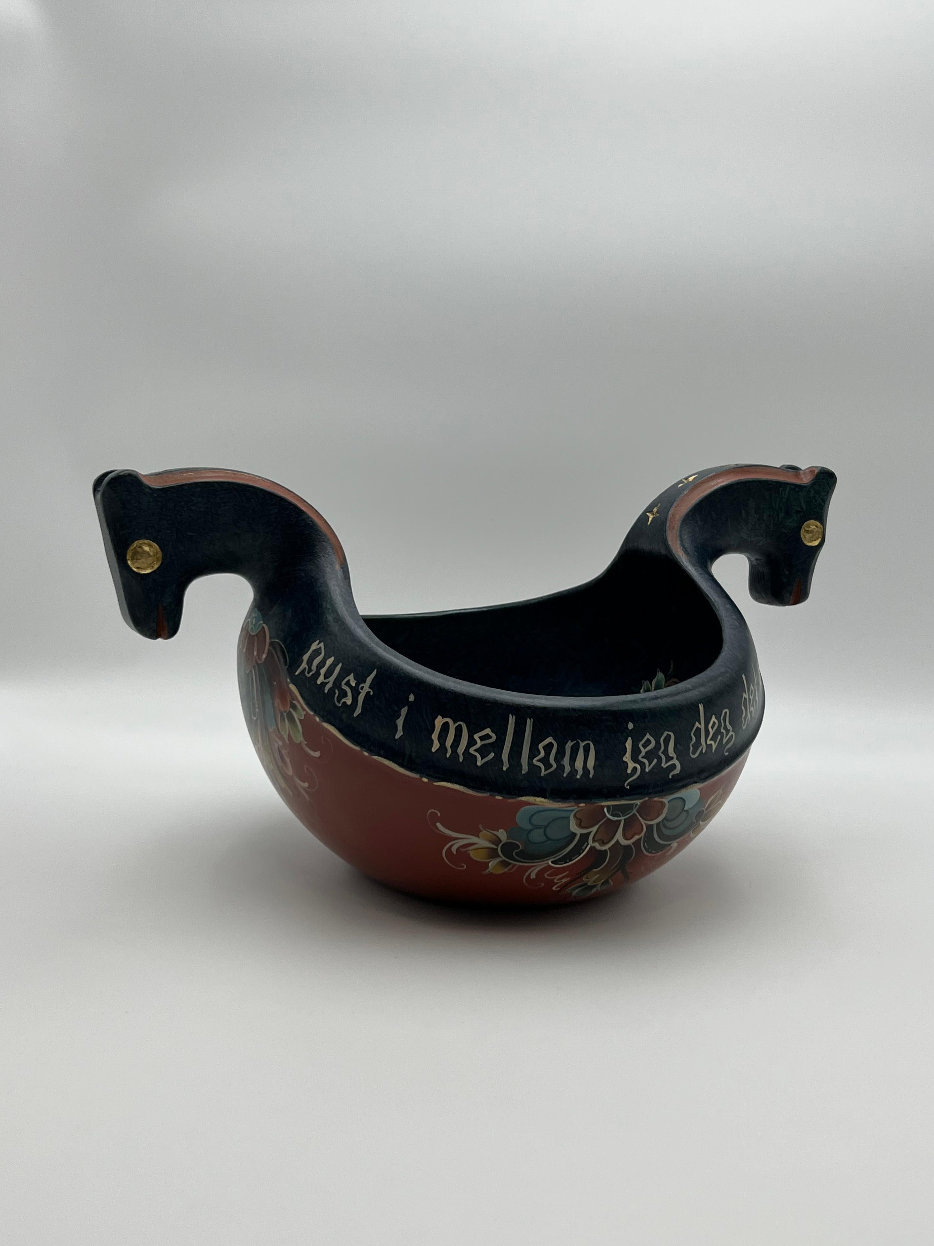 Bol à bière norvégien Rosemaling / Kjenge, art populaire peint à la main, 1999 en vente 2