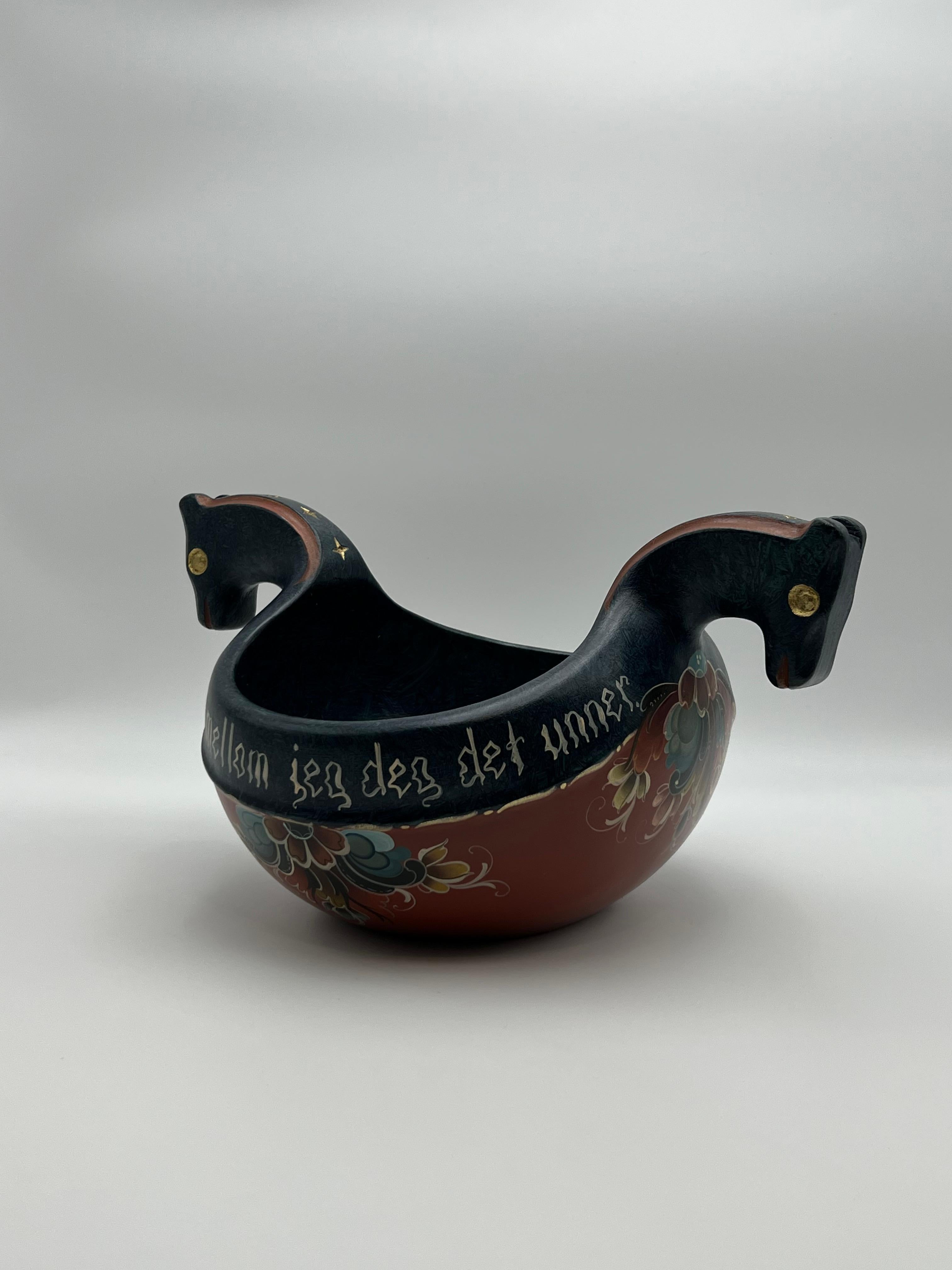 Bol à bière norvégien Rosemaling / Kjenge, art populaire peint à la main, 1999 en vente 3
