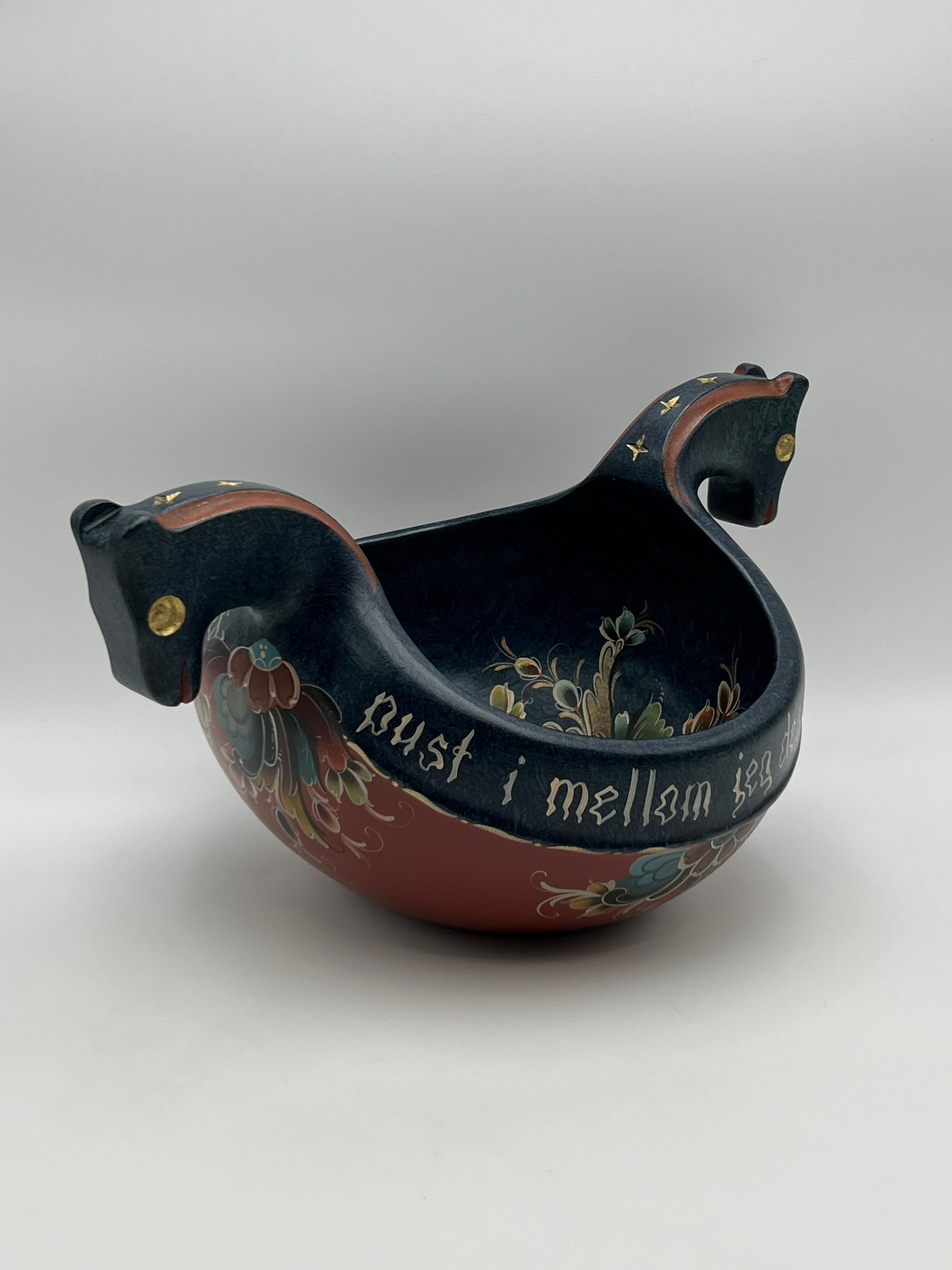 Artisanat Bol à bière norvégien Rosemaling / Kjenge, art populaire peint à la main, 1999 en vente