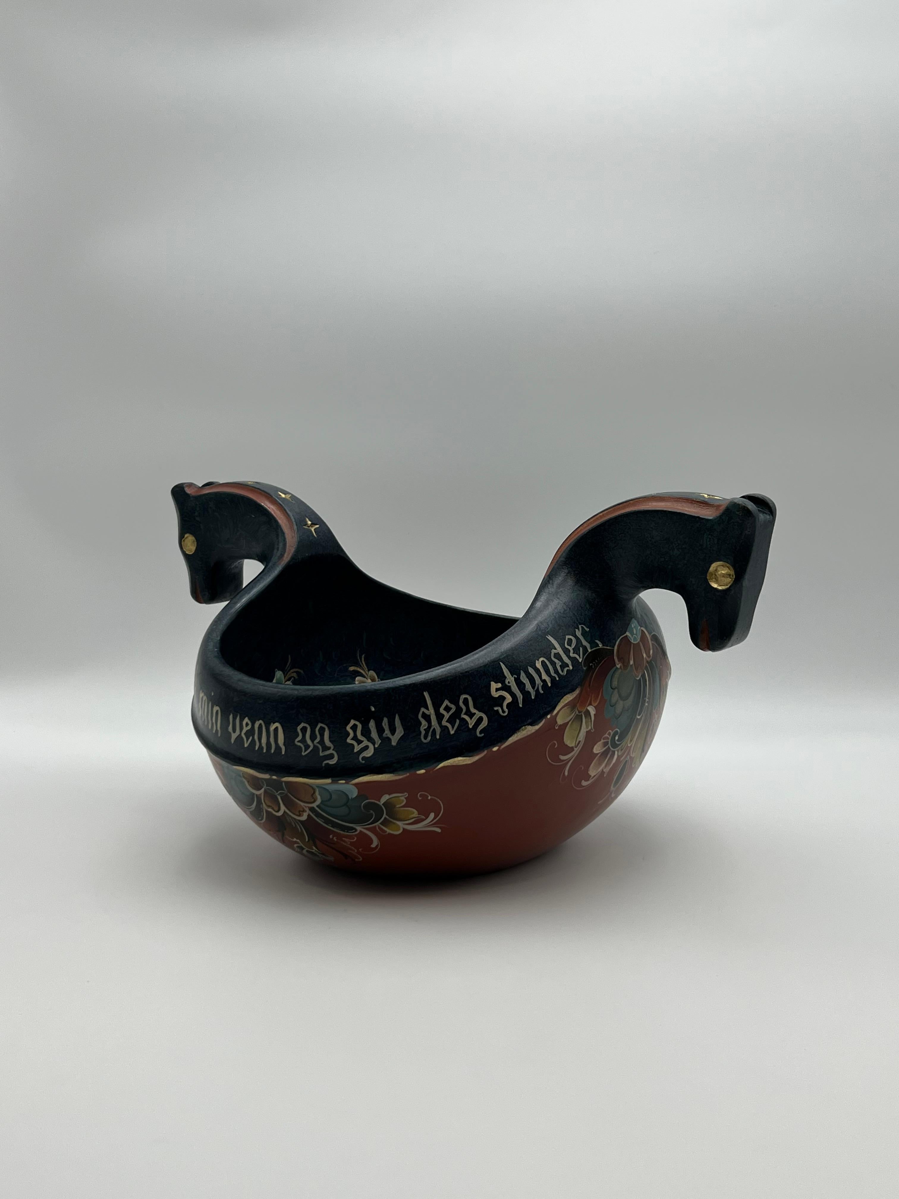 Bol à bière norvégien Rosemaling / Kjenge, art populaire peint à la main, 1999 en vente 1