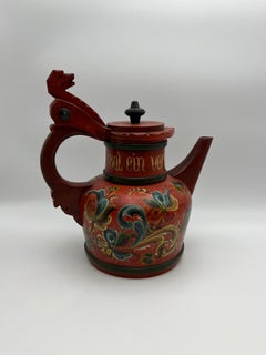 Brocca norvegese con beccuccio Rosemaling, caraffa per pipa, arte popolare scandinava