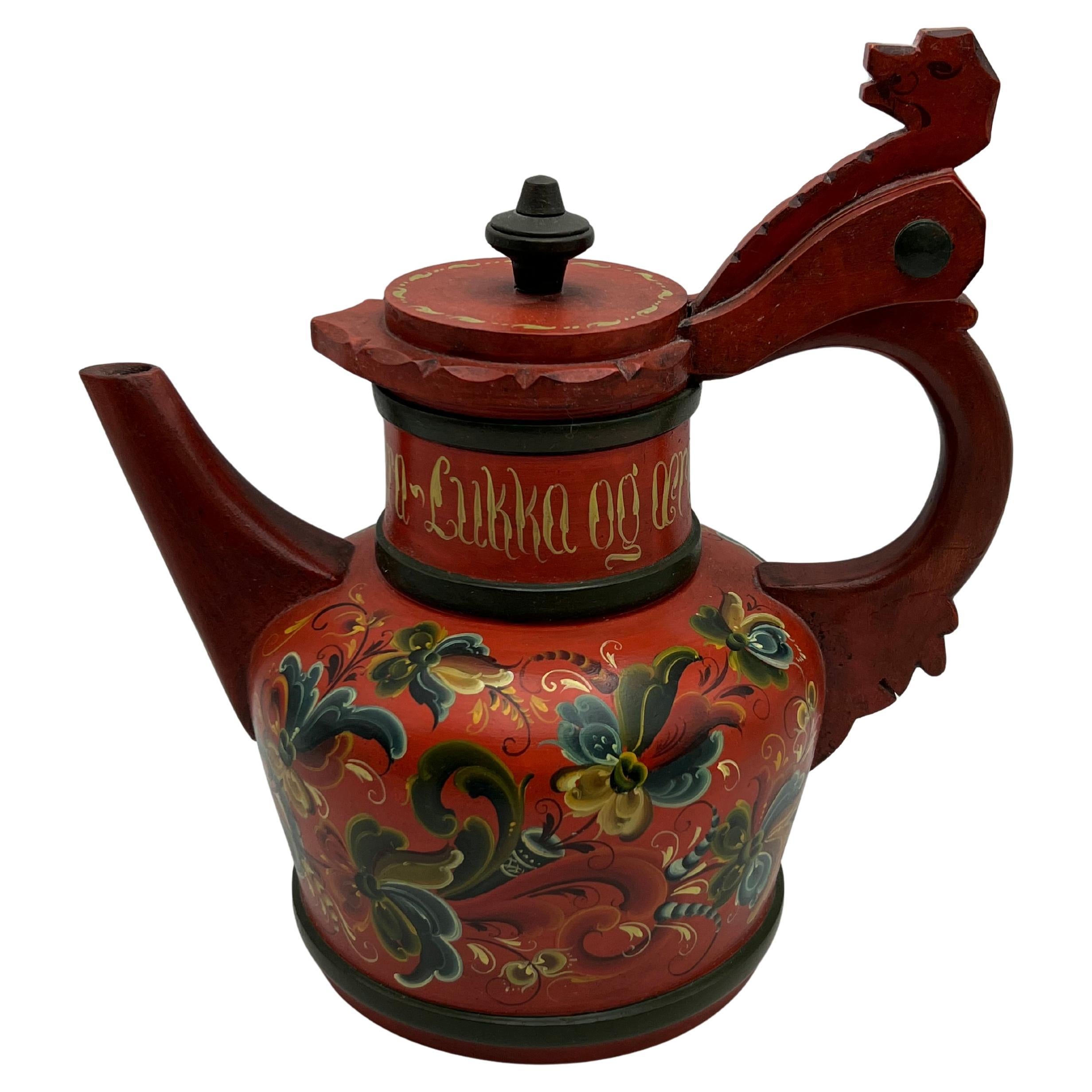 Norwegian Rosemaling Spout Jug, Pipe Jug/ Tankard, Scandinavian Folk Art