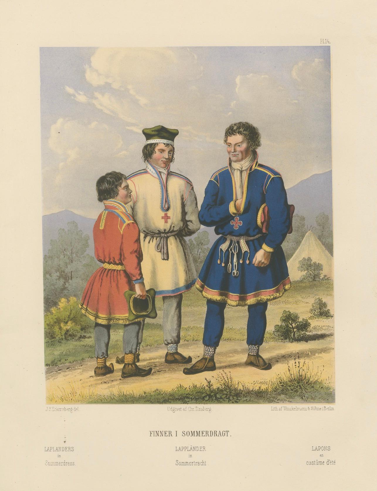 Paper Norwegian Sámi Attire – Summer Dress from Laplanders in Finnmark, c.1860 For Sale